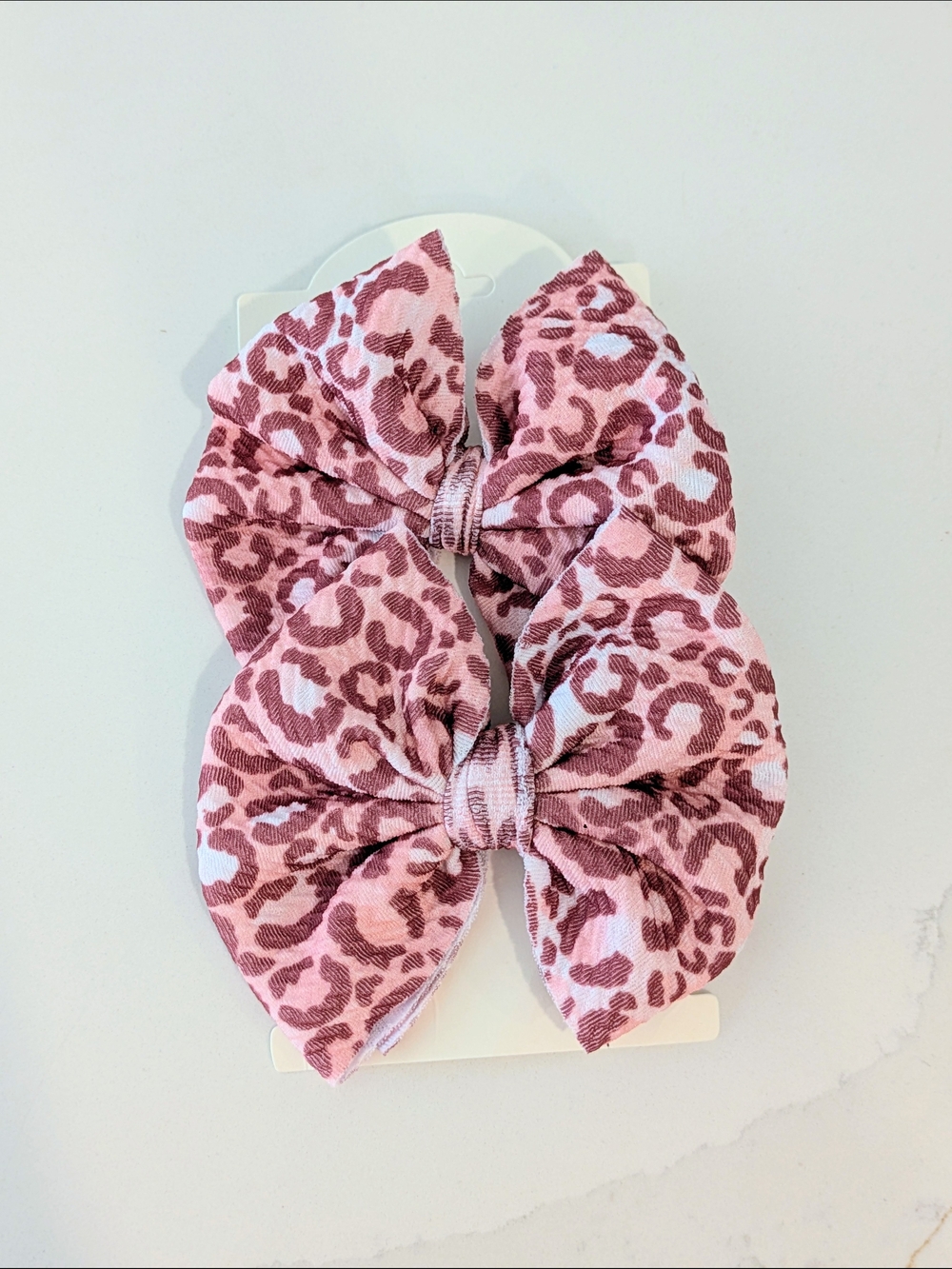 Handmade Pink Leopard Print Bow Hair Clips